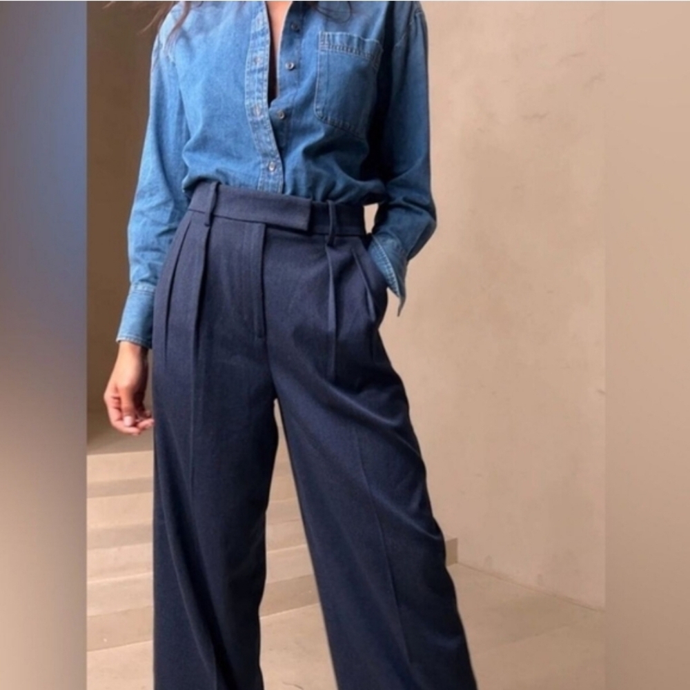 Banana Republic Navy Wide-Leg Trousers - Picture 3 of 6